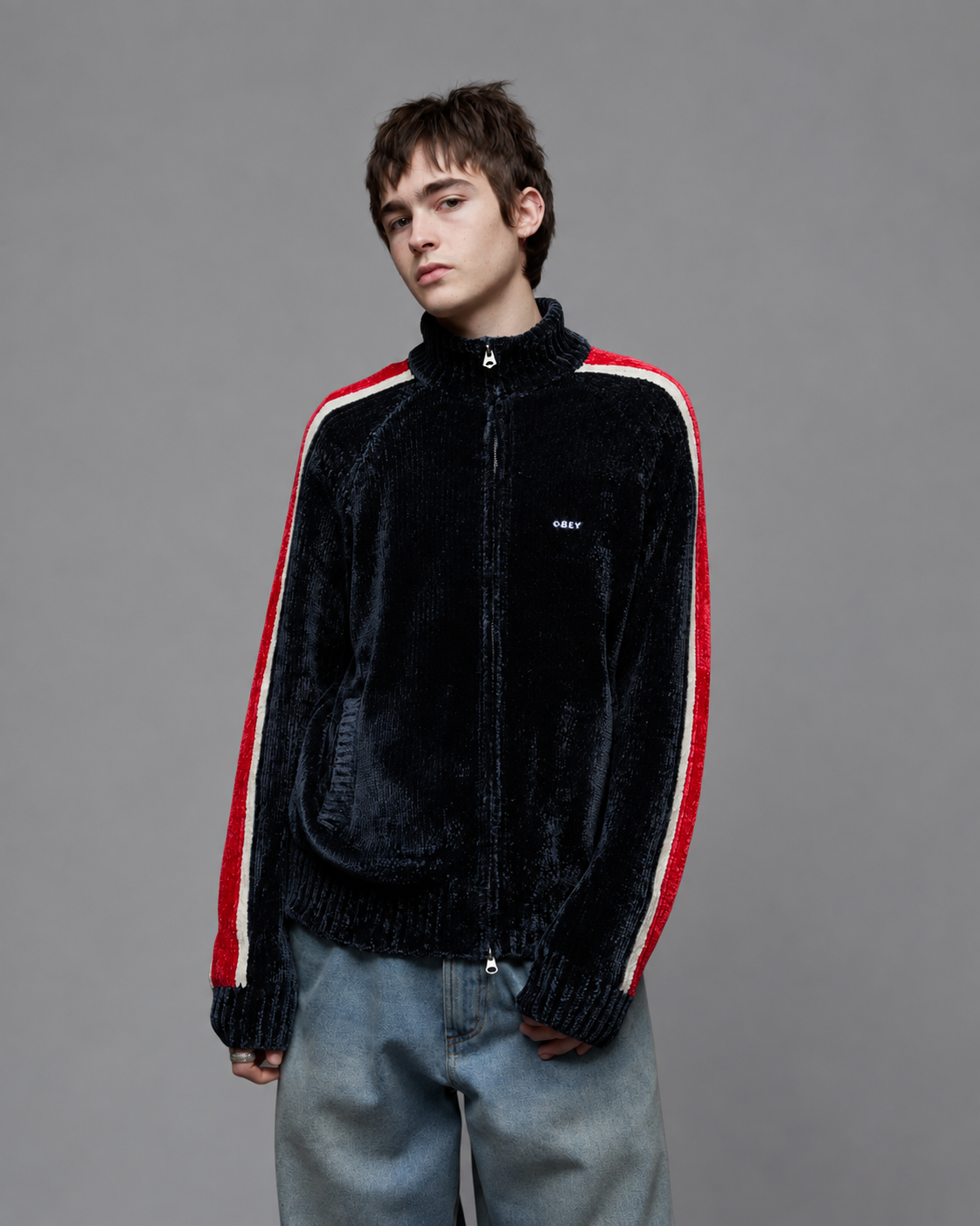 FELPA CON ZIP IN CINIGLIA BLU
