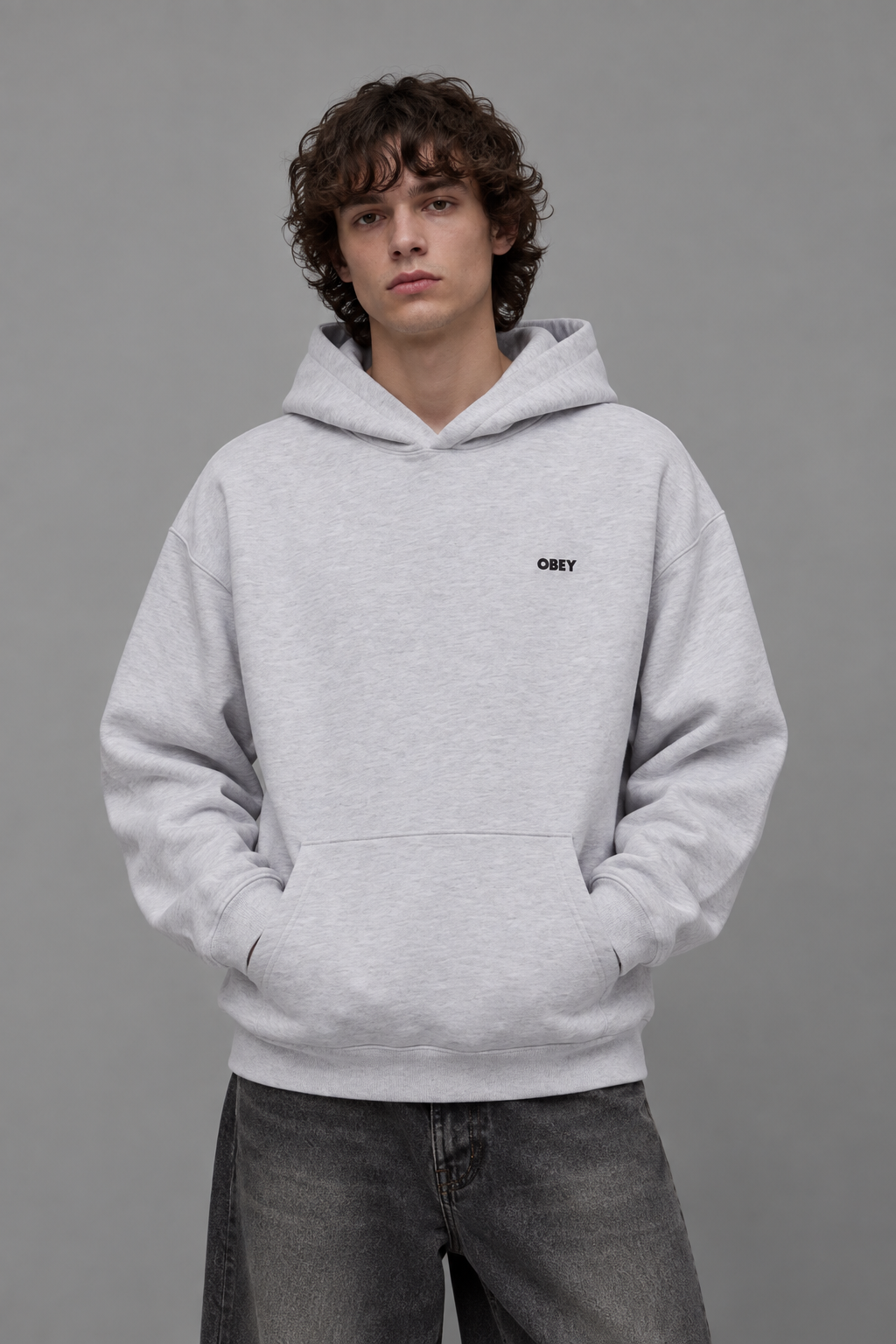 FELPA CON CAPPUCCIO IN COTONE GRIGIO