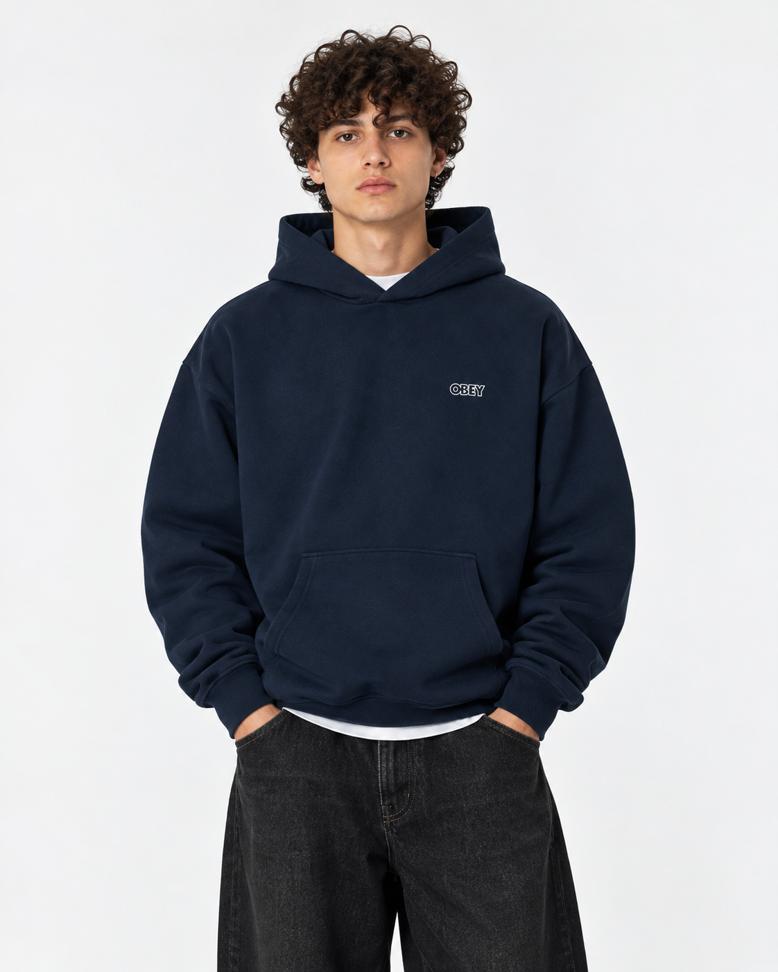 FELPA CON CAPPUCCIO RELAXED FIT IN COTONE BLU