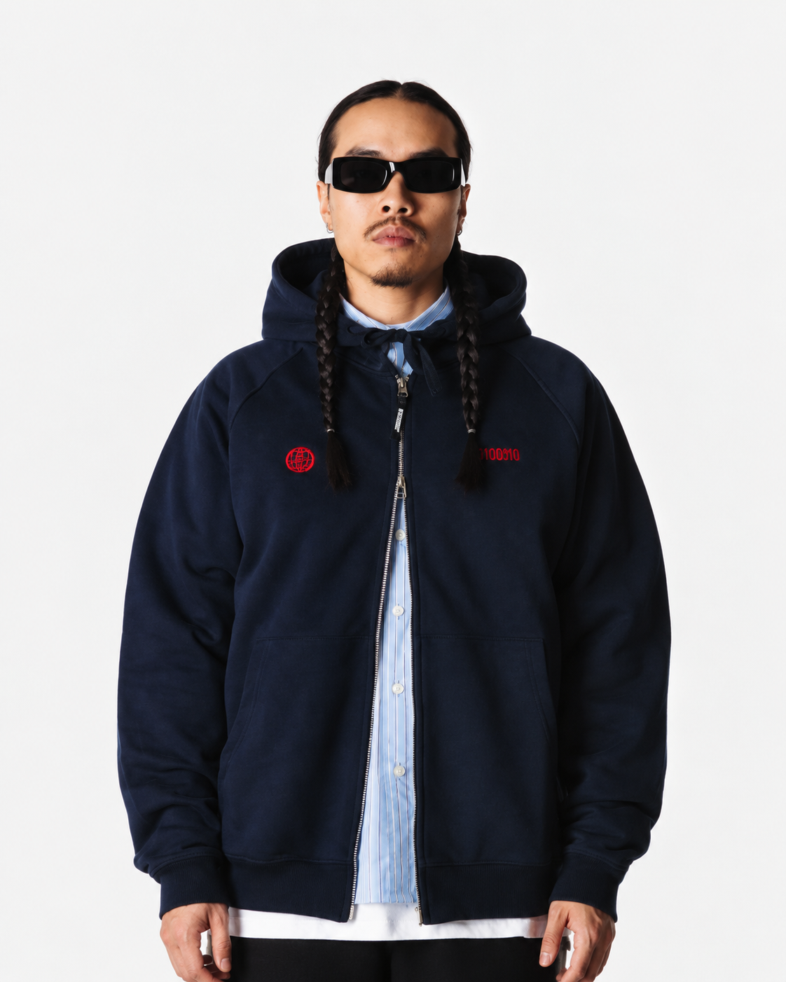 FELPA CON ZIP OVERSIZE FIT IN COTONE BLU SCURO