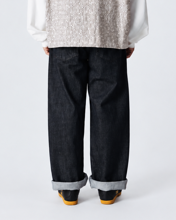JEANS LOOSE TAPERED FIT IN COTONE NERO