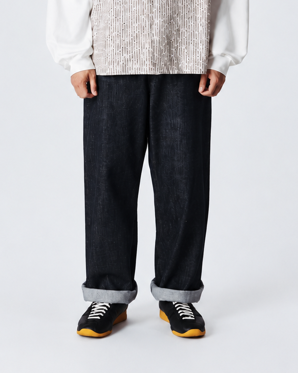 JEANS LOOSE TAPERED FIT IN COTONE NERO