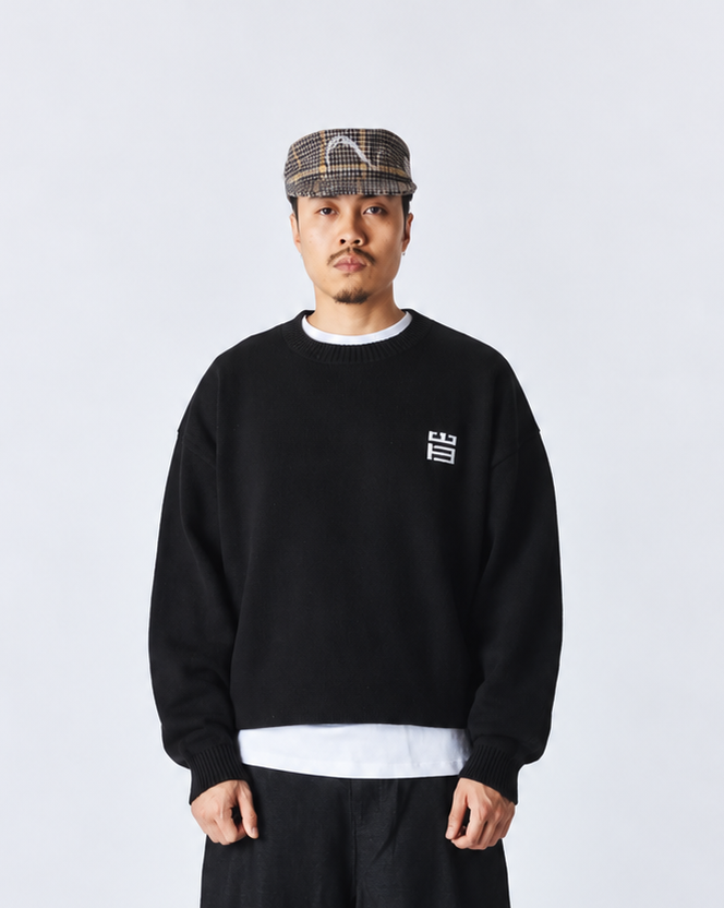 MAGLIONE GIROCOLLO LOOSE FIT NERO