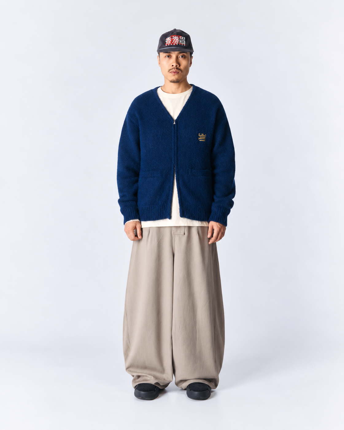 CARDIGAN CON ZIP IN MAGLIA BLU