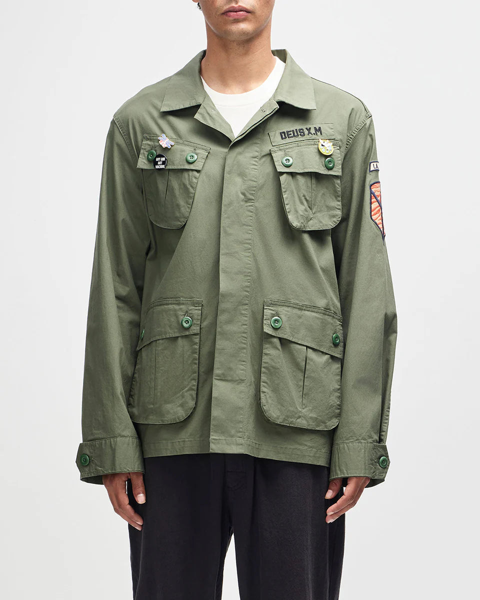 OVERSHIRT IN COTONE ELASTICIZZATO VERDE
