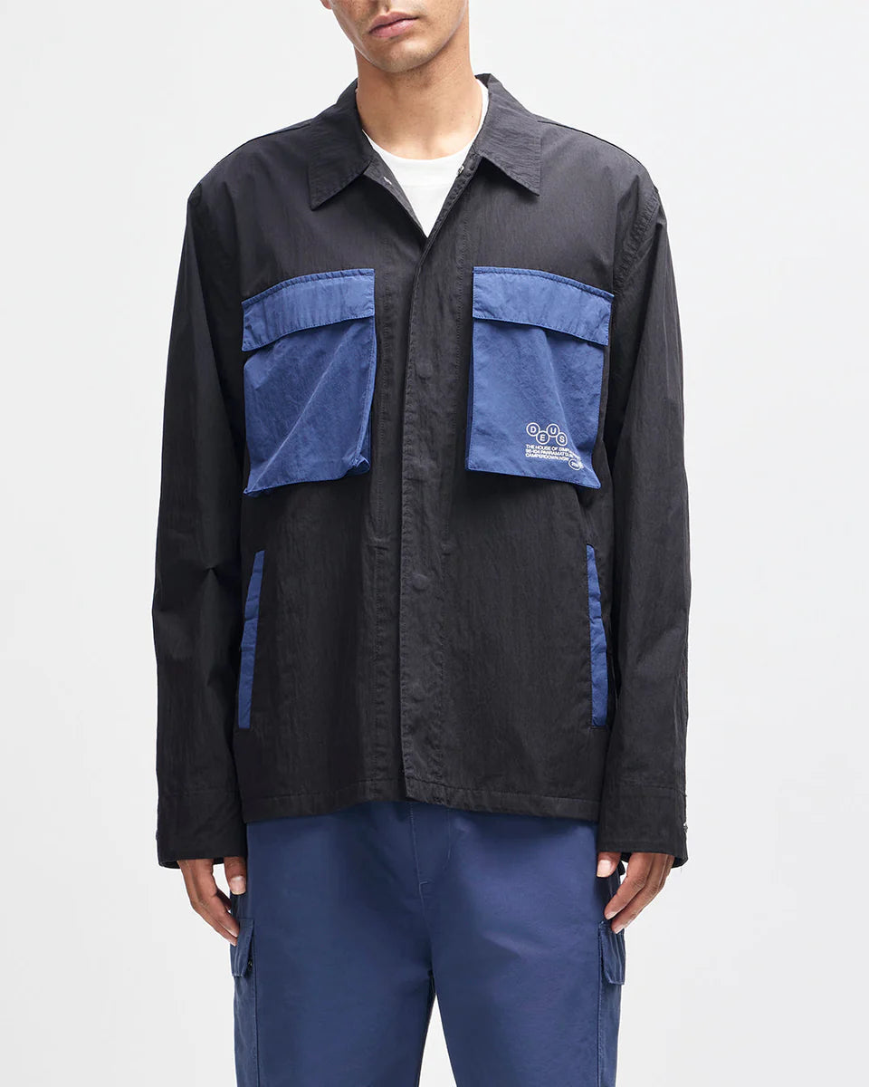 OVERSHIRT IN MISTO COTONE E NYLON NERA