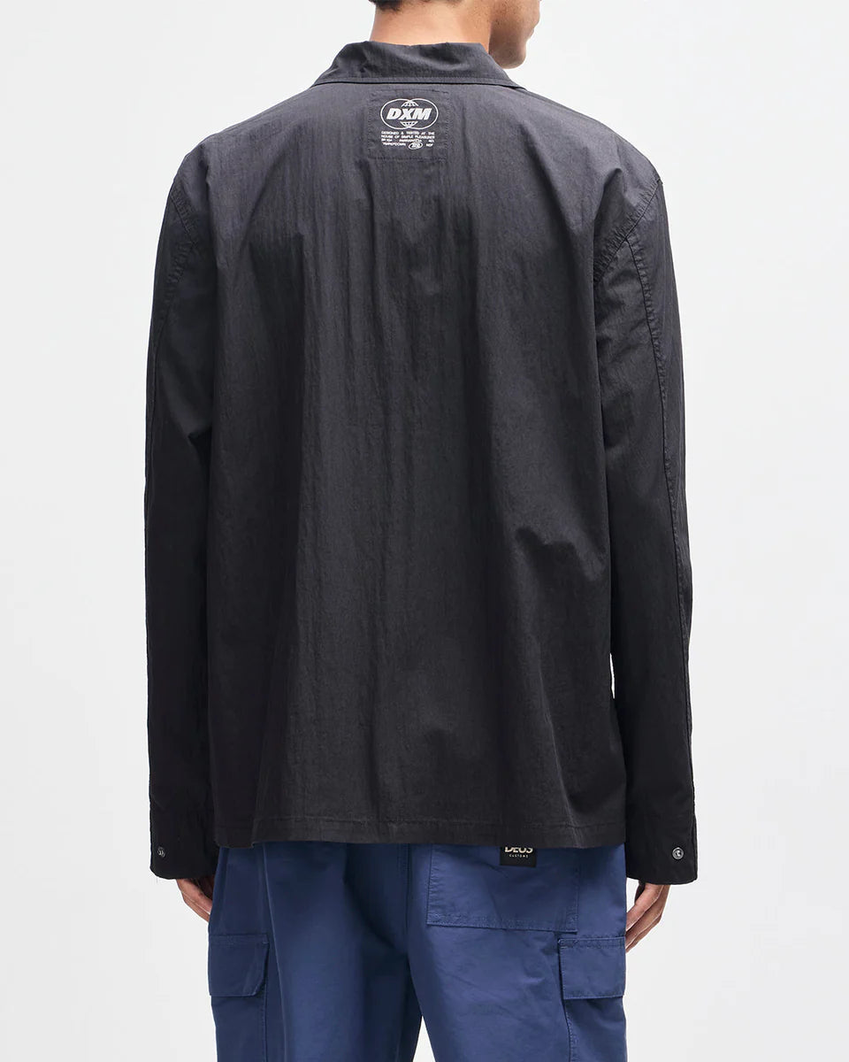 OVERSHIRT IN MISTO COTONE E NYLON NERA
