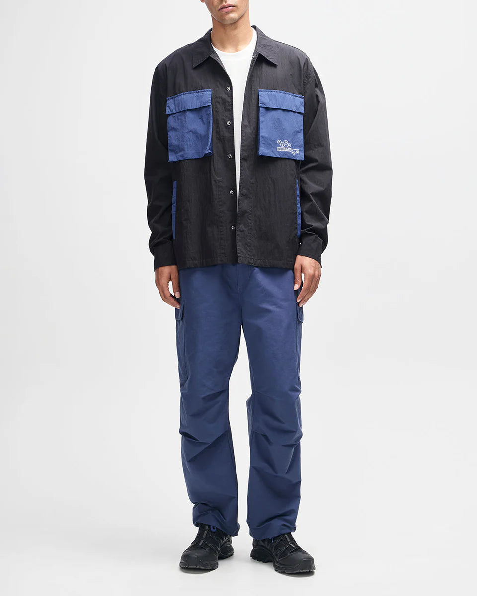 OVERSHIRT IN MISTO COTONE E NYLON NERA