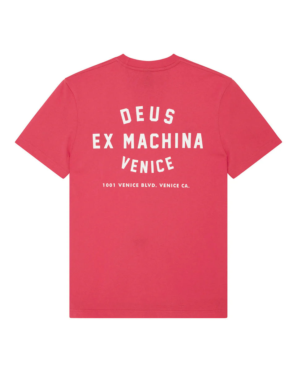 T-SHIRT SQUADRATA IN COTONE BIOLOGICO ROSSO MELONE