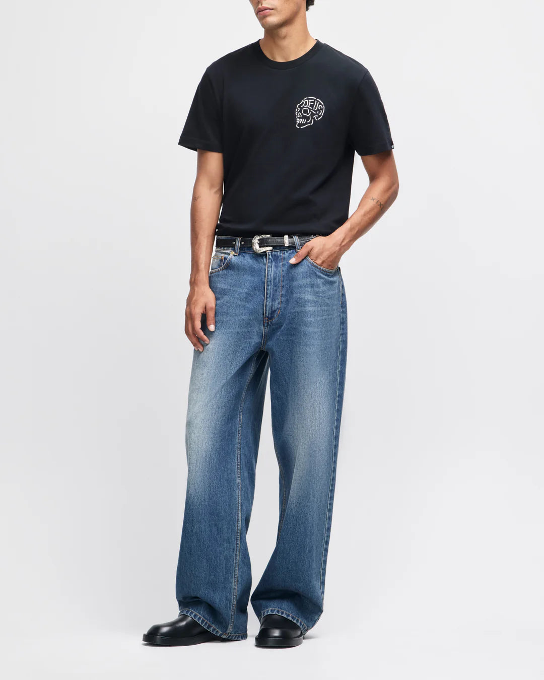 T-SHIRT REGULAR FIT IN COTONE NERO
