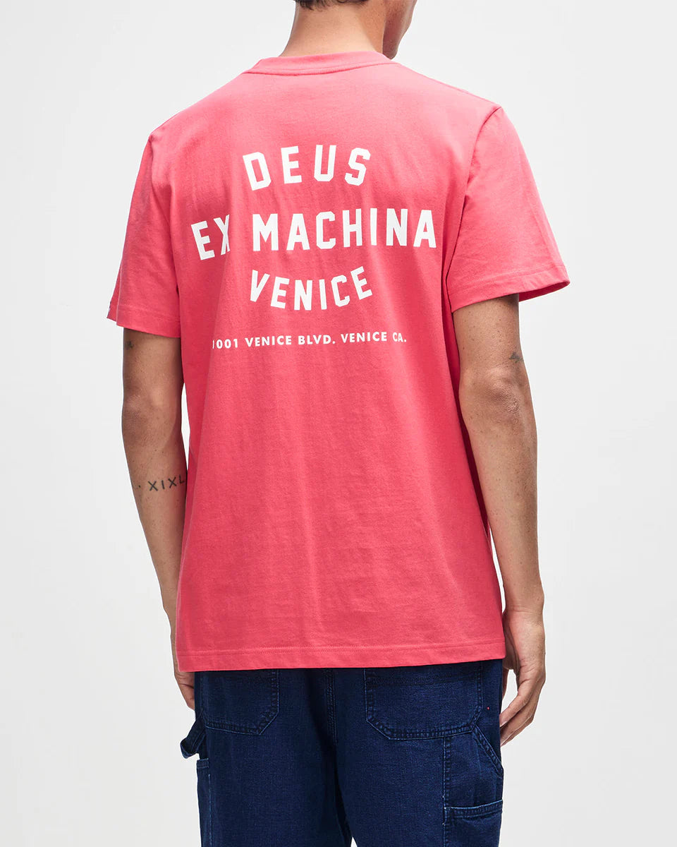 T-SHIRT SQUADRATA IN COTONE BIOLOGICO ROSSO MELONE