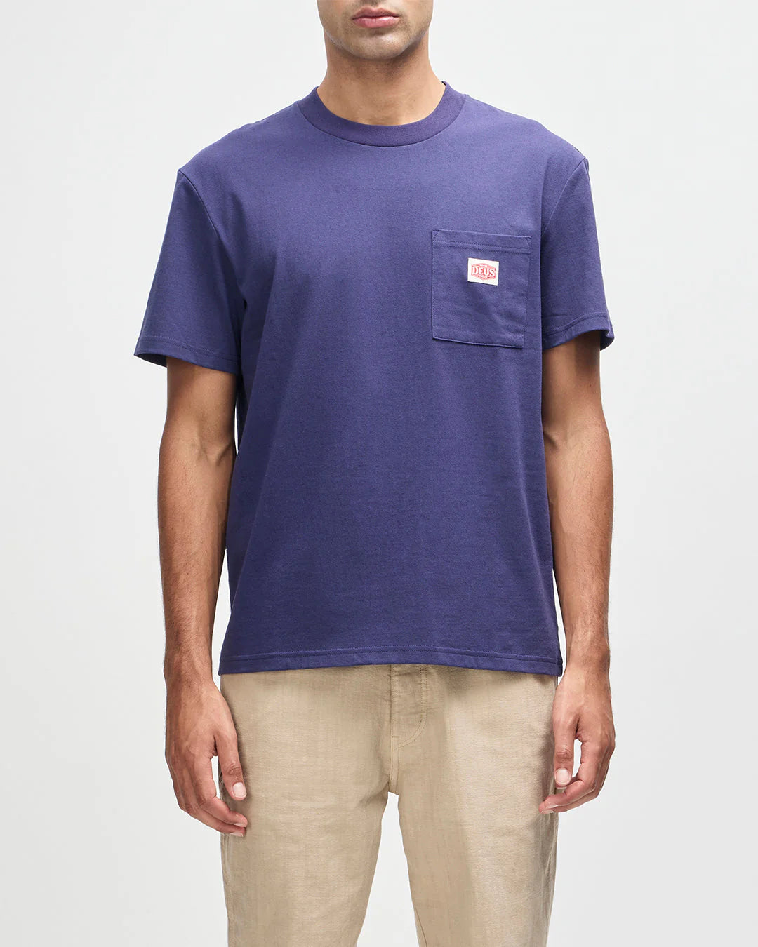 T-SHIRT CON TASCHINO IN COTONE BLU FRANCESE