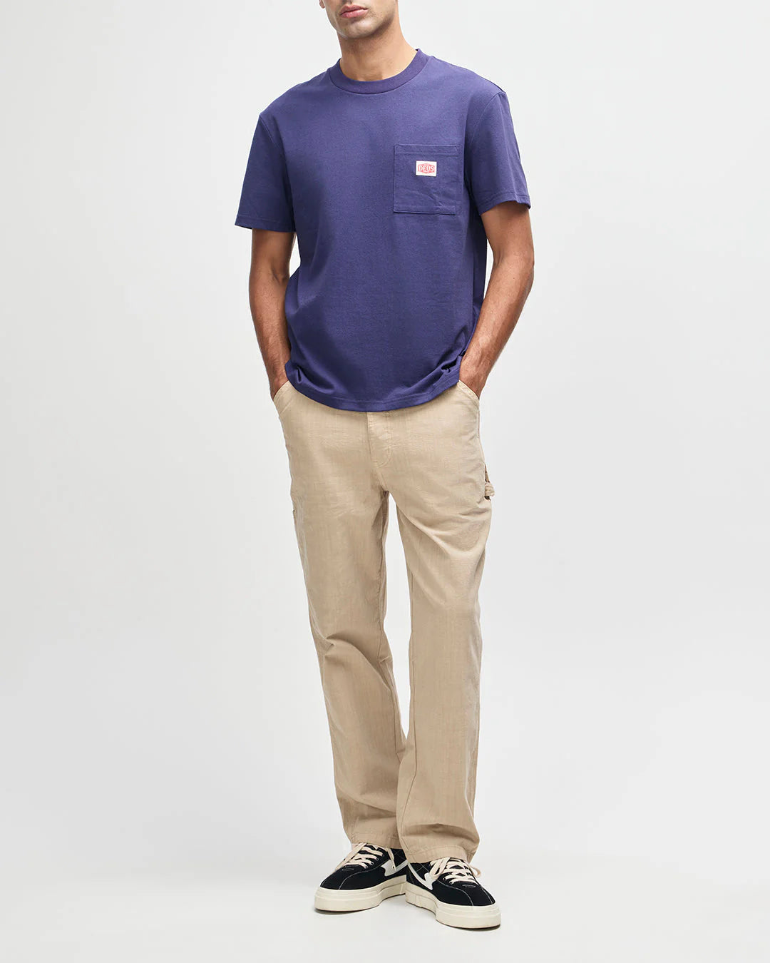 T-SHIRT CON TASCHINO IN COTONE BLU FRANCESE