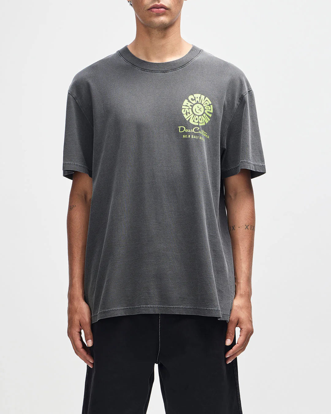T-SHIRT CANGGU IN COTONE GRIGIO ANTRACITE