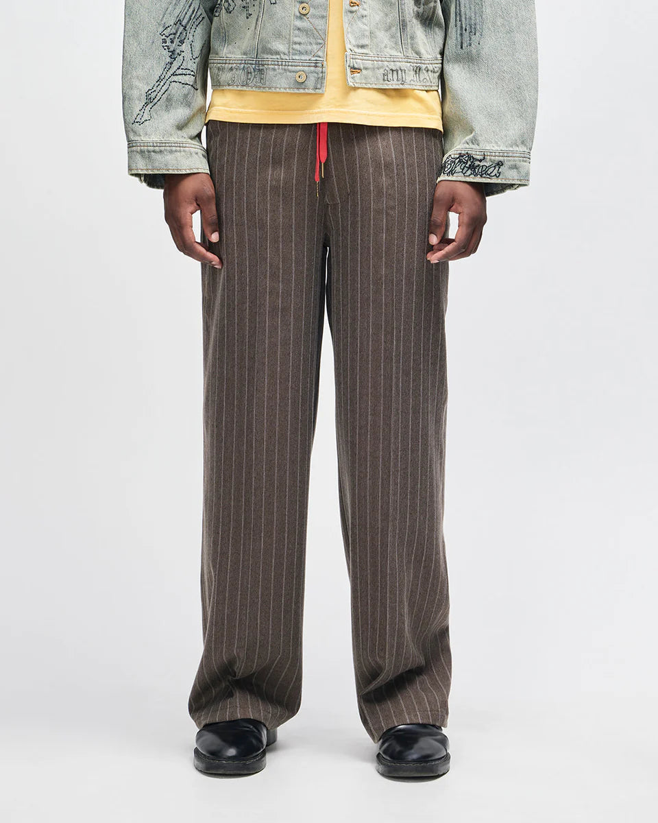 PANTALONE COMODO IN MISTO LANA GRIGIO