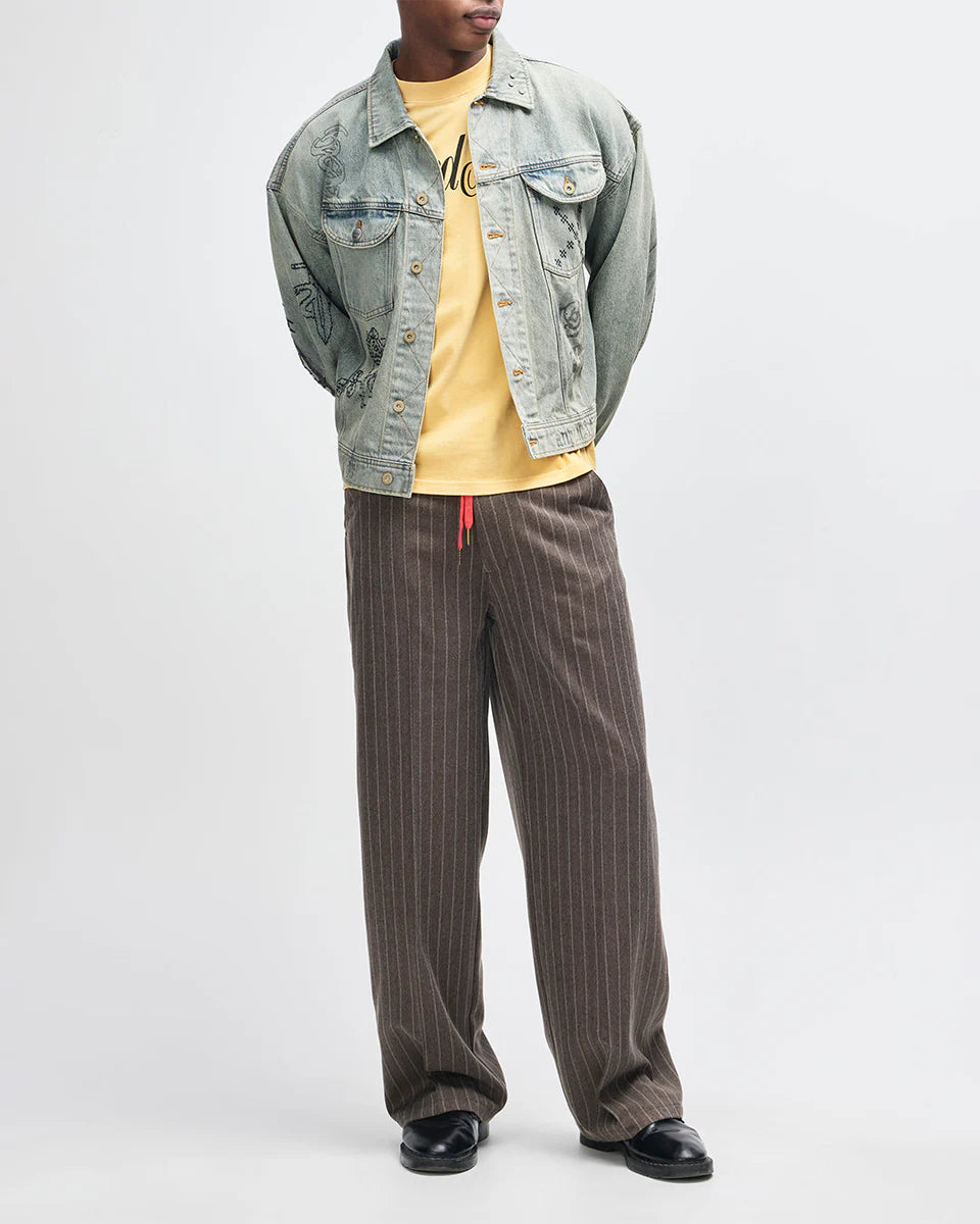 PANTALONE COMODO IN MISTO LANA GRIGIO