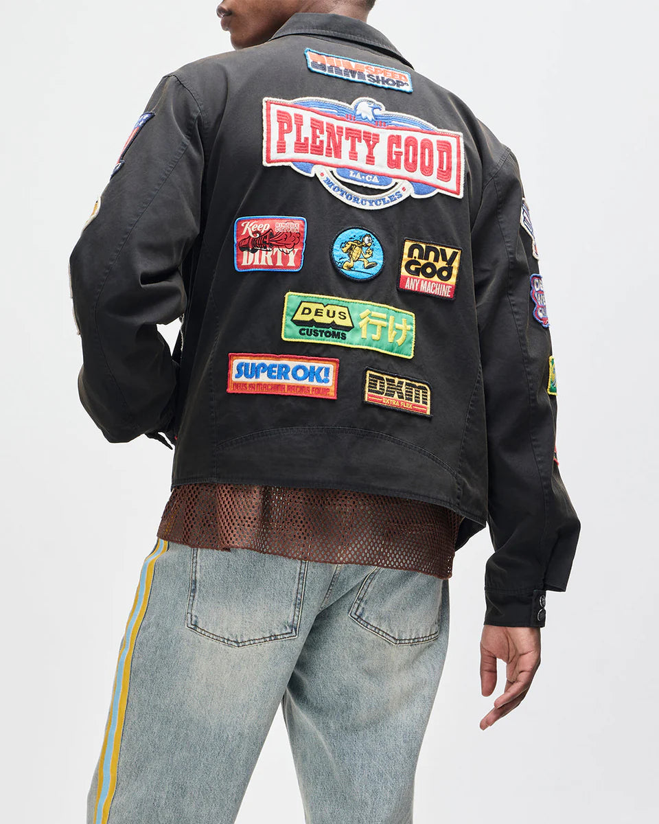 GIACCA LEGGERA CON PATCH RICAMATE ANTRACITE