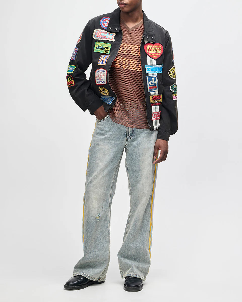 GIACCA LEGGERA CON PATCH RICAMATE ANTRACITE