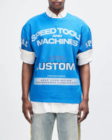 T-SHIRT AMPIA IN COTONE A NIDO D'APE AZZURRO