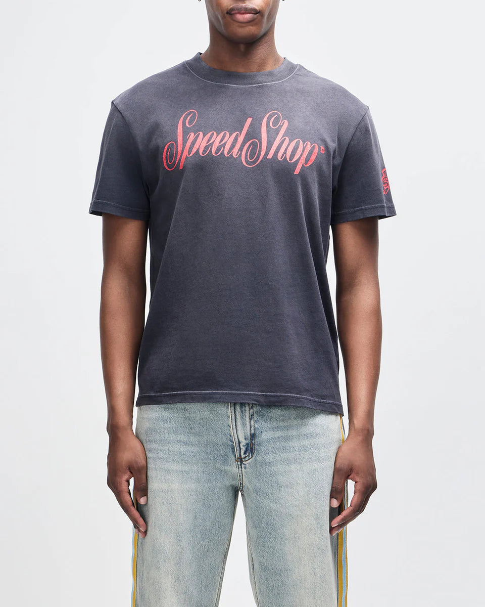 T-SHIRT AMPIA CON EFFETTO USURATO NERO