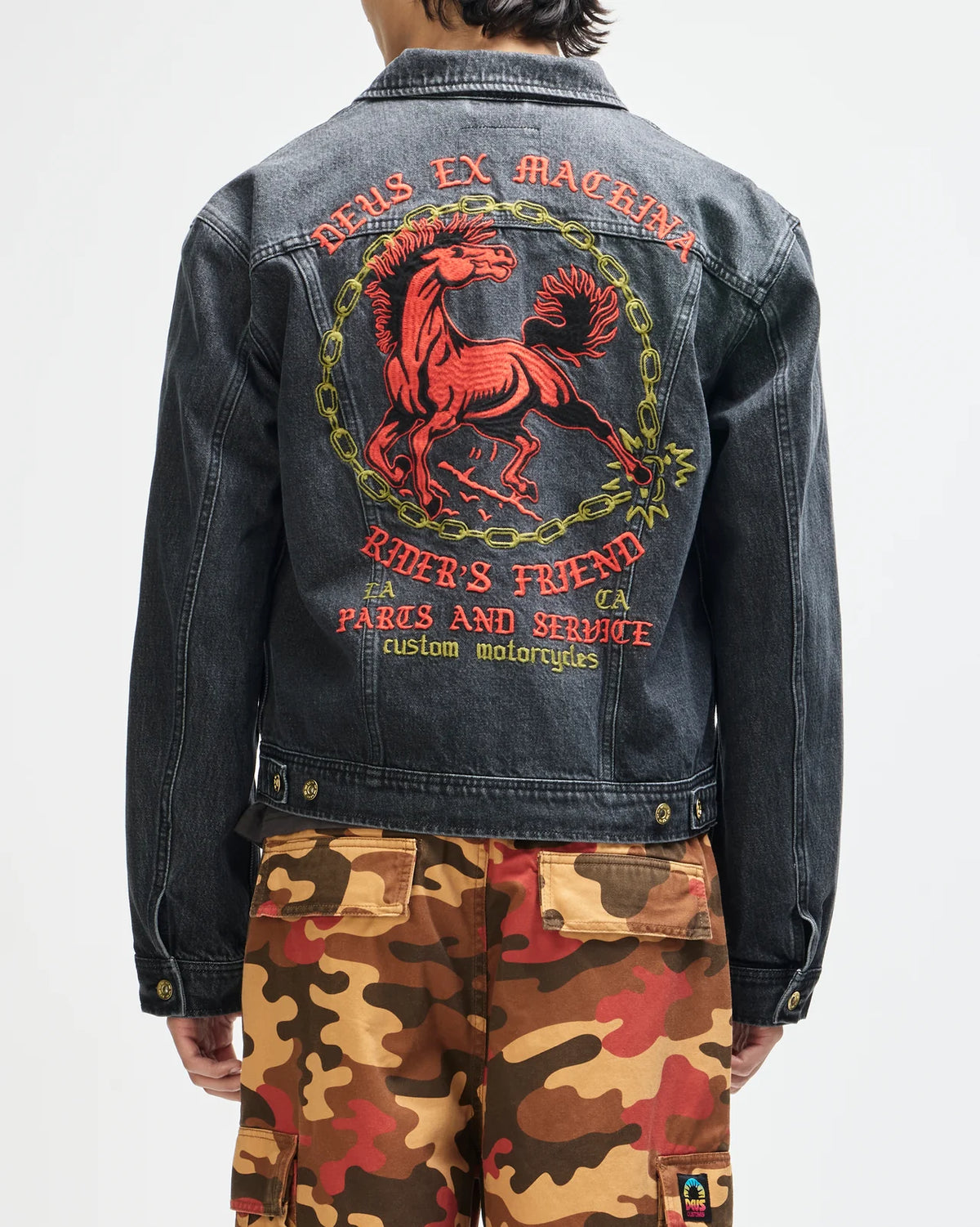 GIACCA TRUCKER DENIM IN COTONE NERO WASHED
