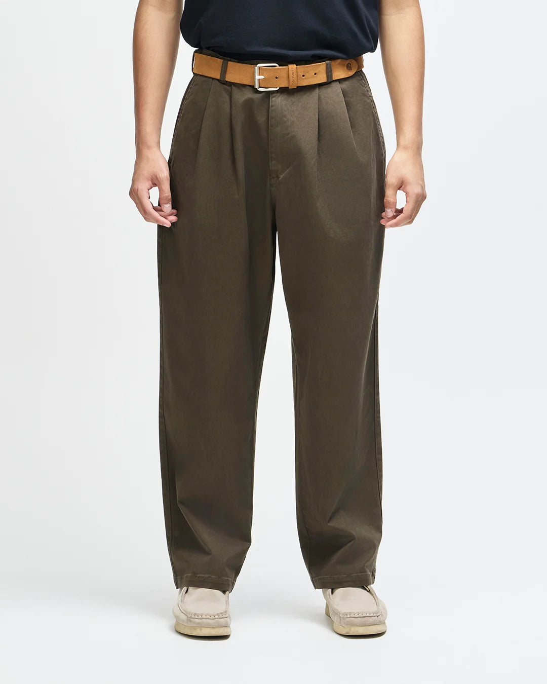 PANTALONI RELAXED FIT IN COTONE VERDE OLIVA