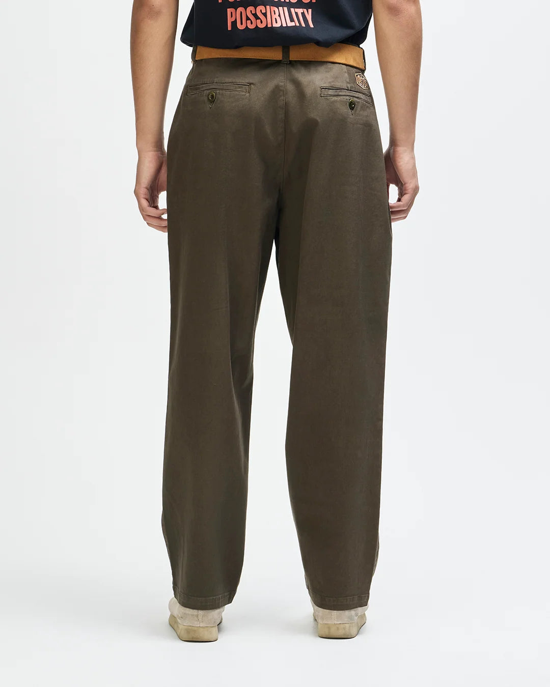 PANTALONI RELAXED FIT IN COTONE VERDE OLIVA