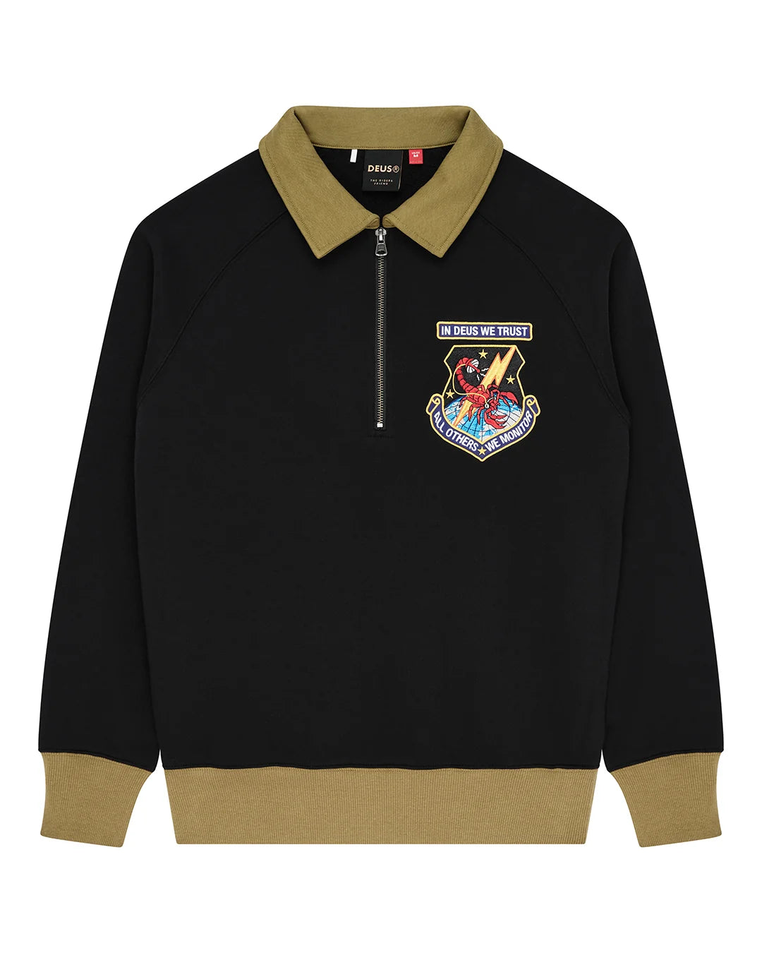 FELPA CON MEZZA ZIP IN COTONE NERO