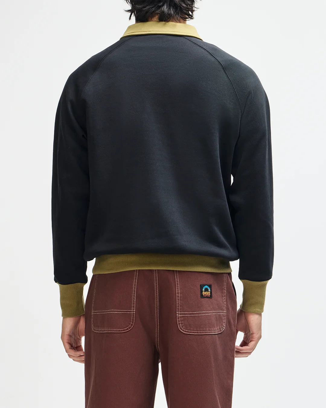 FELPA CON MEZZA ZIP IN COTONE NERO