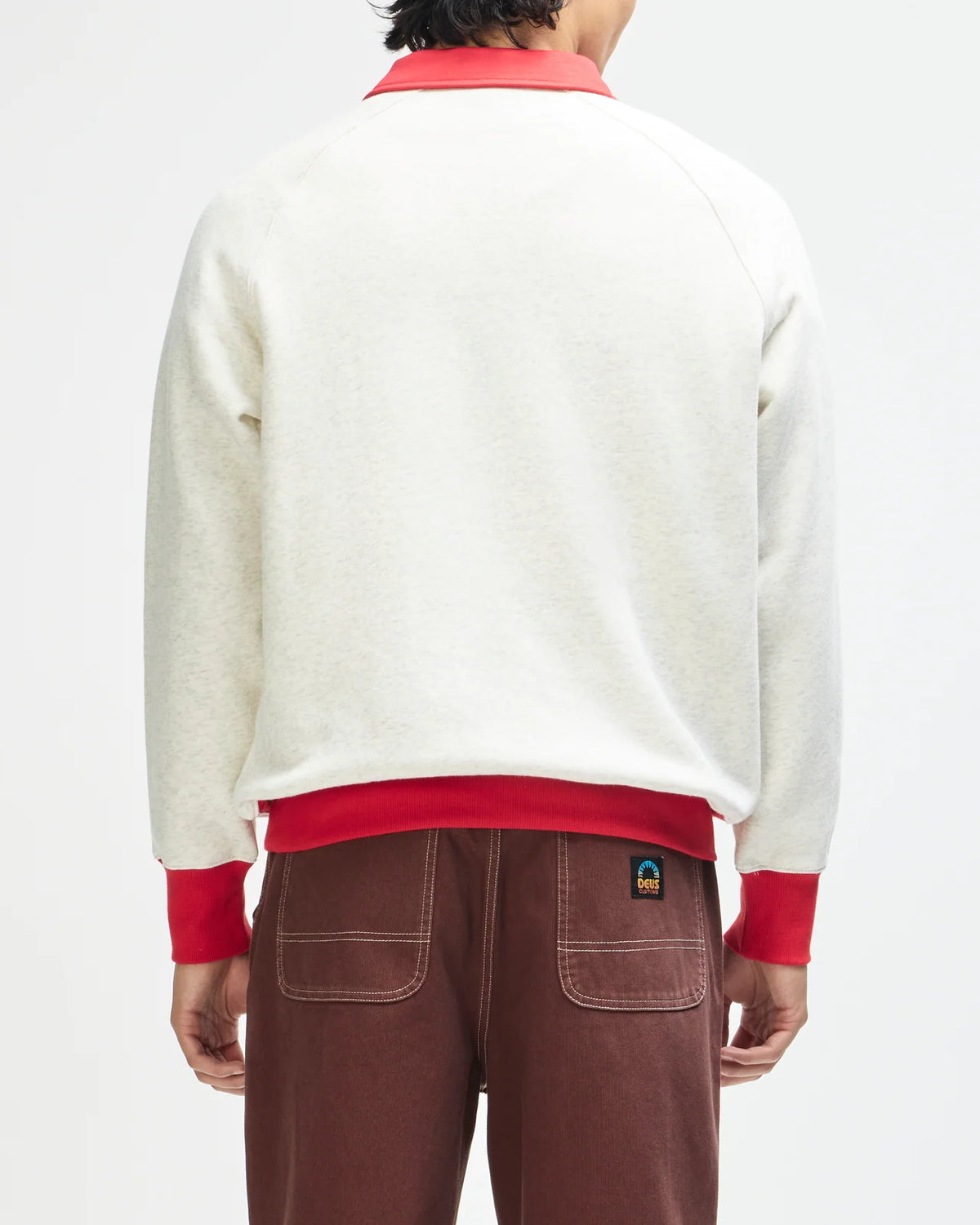 FELPA CON MEZZA ZIP IN COTONE GRIGIO CHIARO