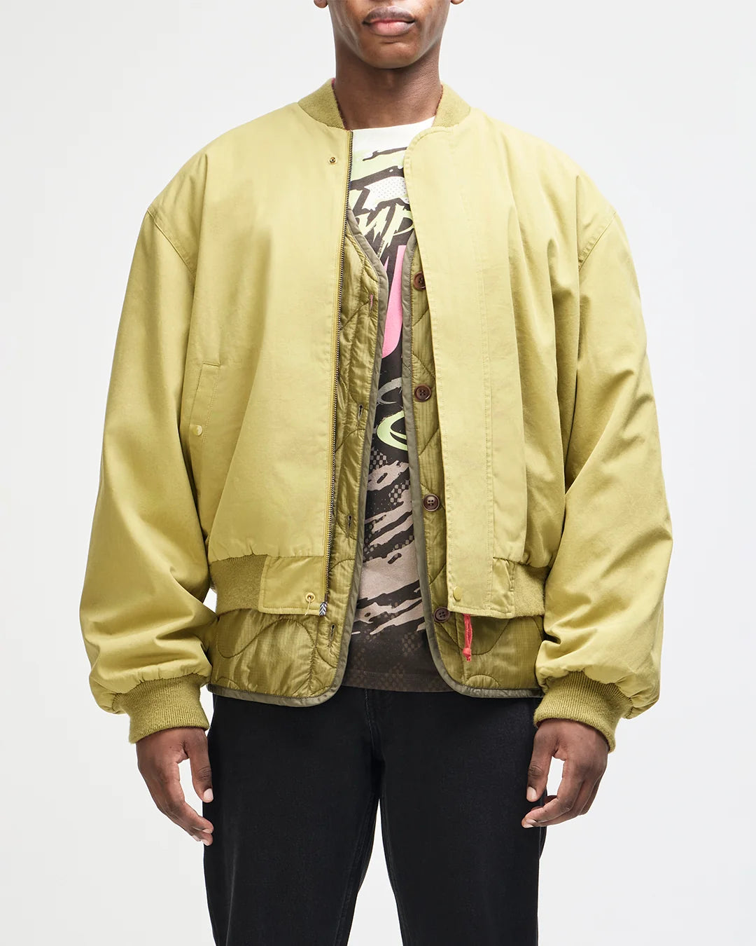 GIACCA BOMBER REVERSIBILE IN COTONE E LANA ROSSO E VERDE