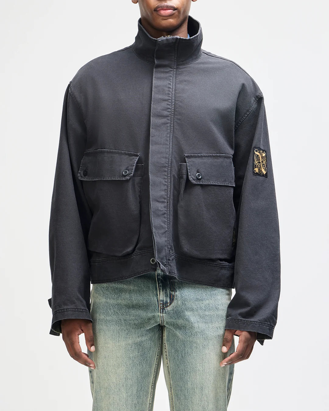 GIACCA OVERSIZED FIT IN COTONE GRIGIO ANTRACITE OVERDYED