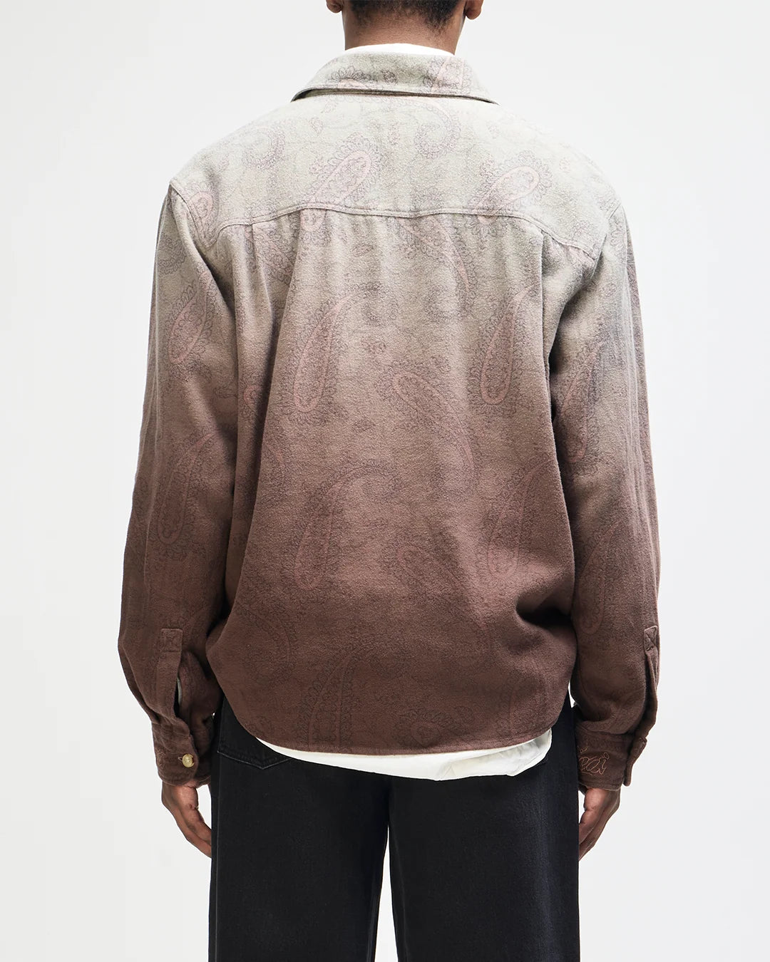 CAMICIA OVERSIZED FIT IN COTONE FLANELLA VERDE MARRONE