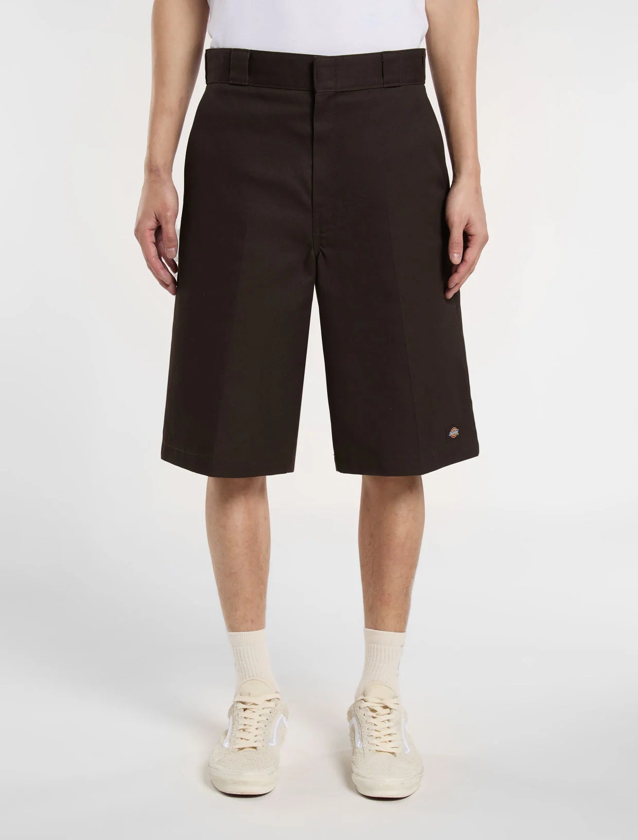 SHORTS IN COTONE TWILL MARRONE SCURO