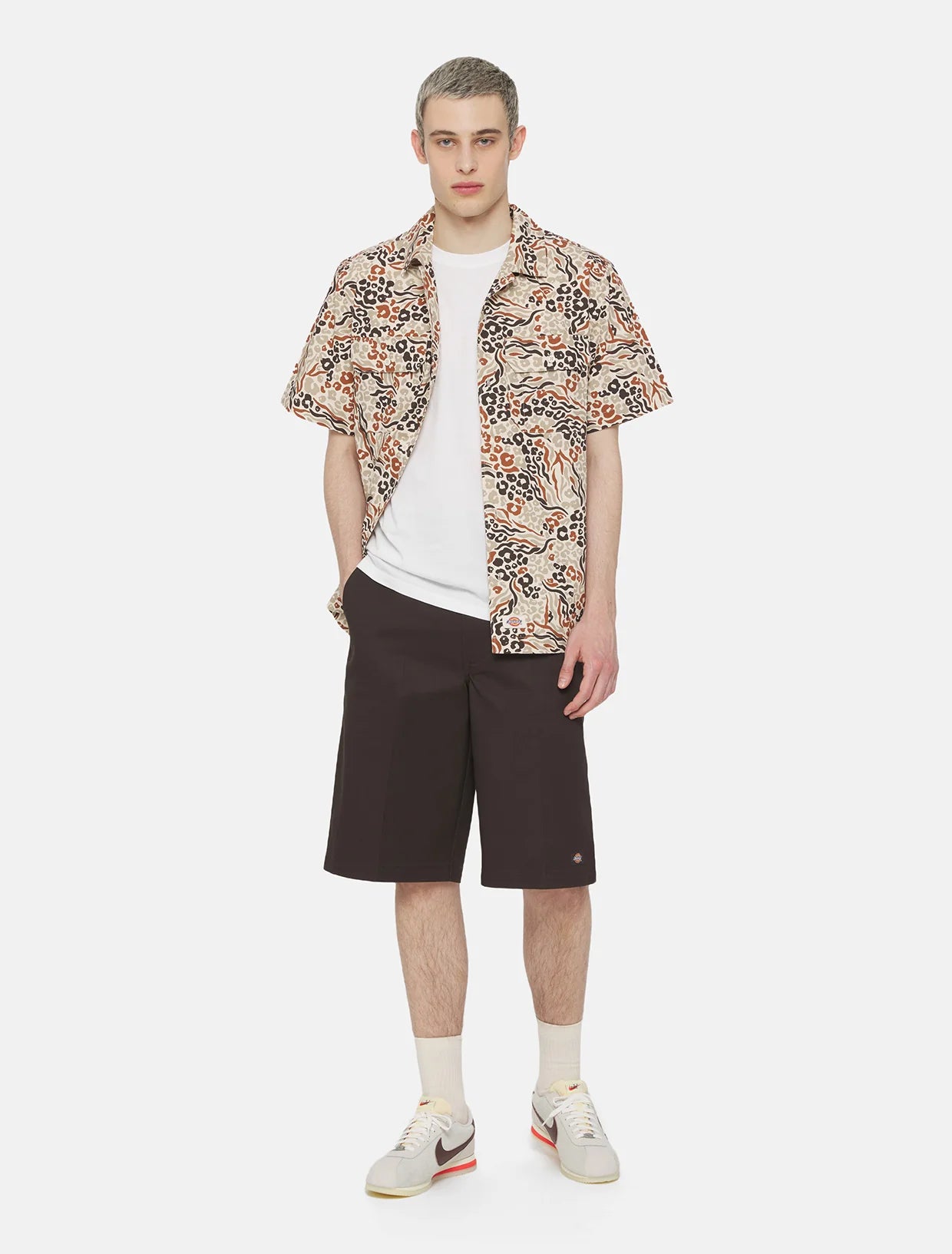 SHORTS IN COTONE TWILL MARRONE SCURO