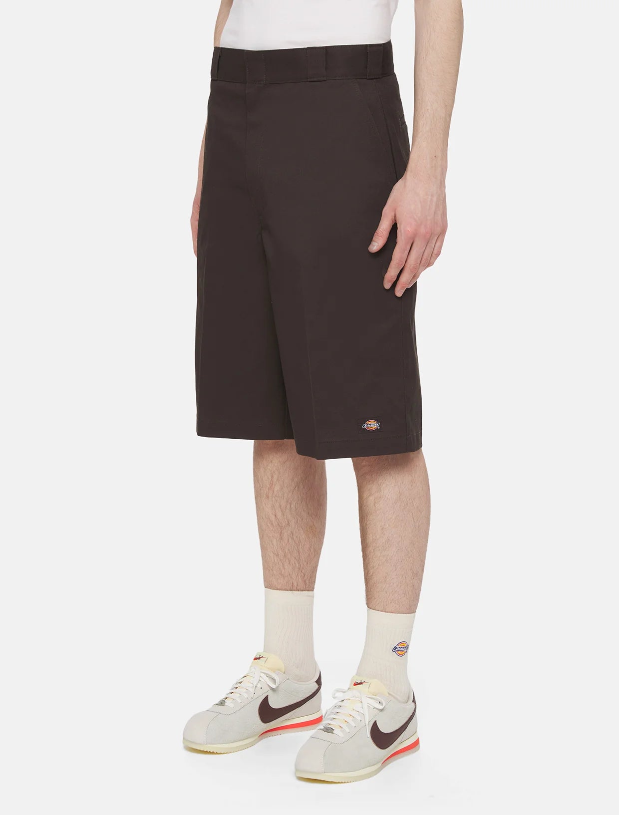 SHORTS IN COTONE TWILL MARRONE SCURO
