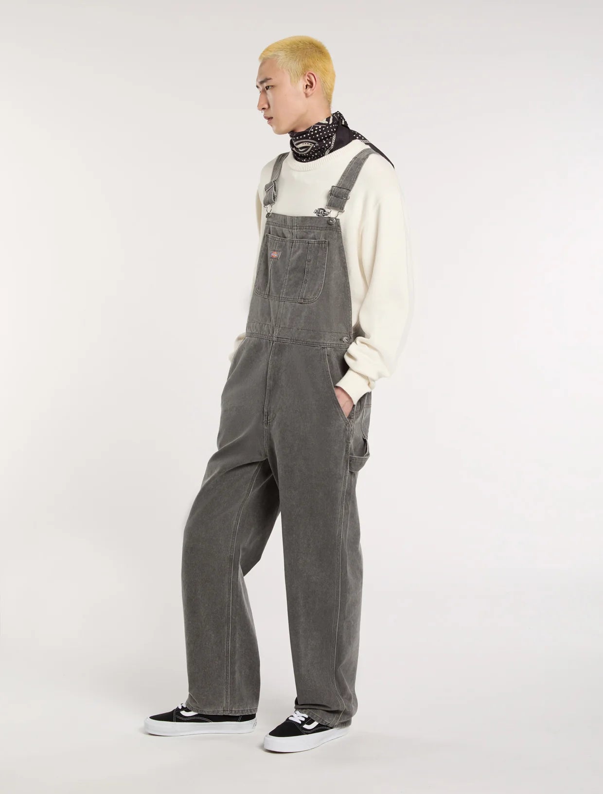 DICKIES - CLASSIC DENIM BIB GREY WASH TINTED