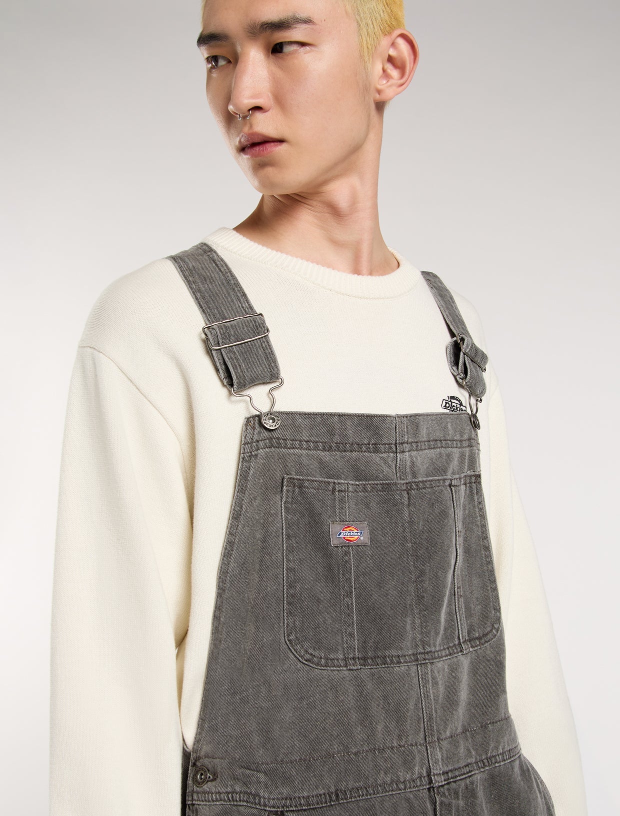 DICKIES - CLASSIC DENIM BIB GREY WASH TINTED