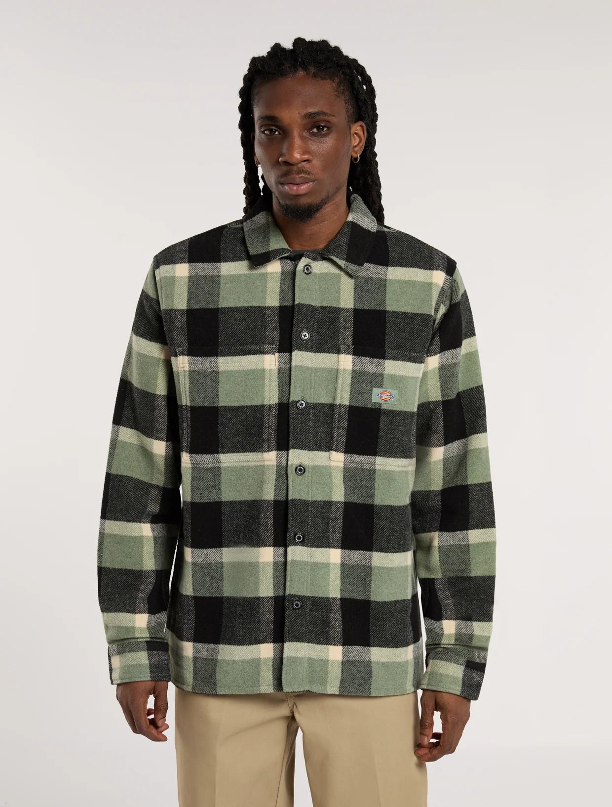 DICKIES - PLAID COALING LS SHIRT SEA SPRAY