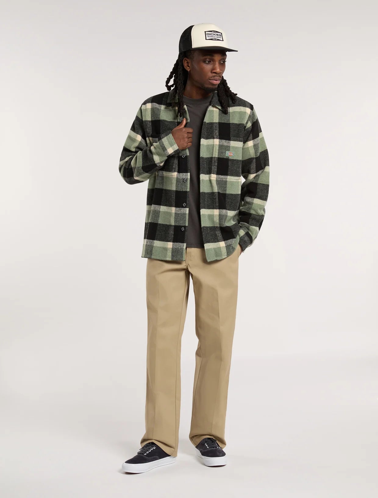 DICKIES - PLAID COALING LS SHIRT SEA SPRAY
