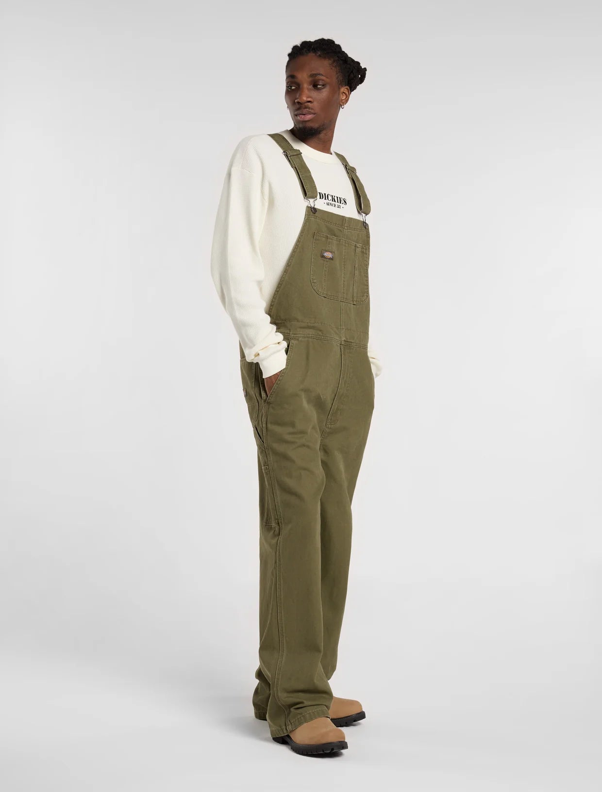 DICKIES - CANVAS BIB MILITARY GREEN