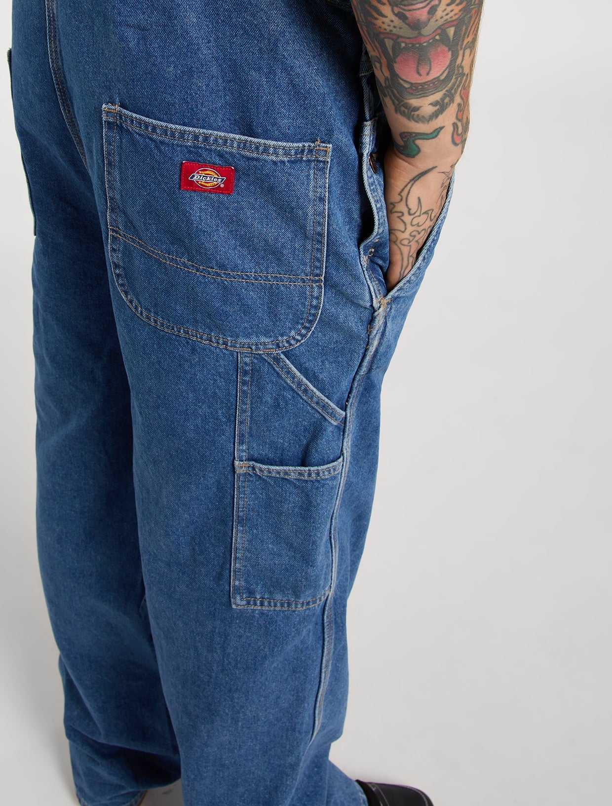 SALOPETTE LOOSE FIT IN DENIM BLU CLASSICO