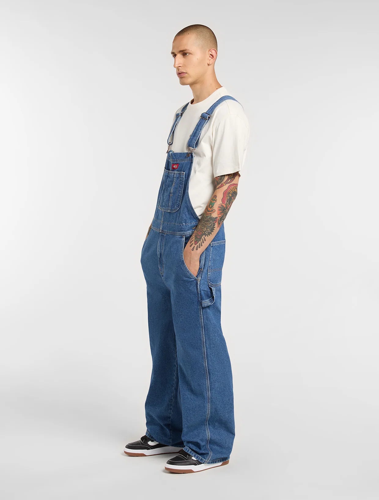 SALOPETTE LOOSE FIT IN DENIM BLU CLASSICO
