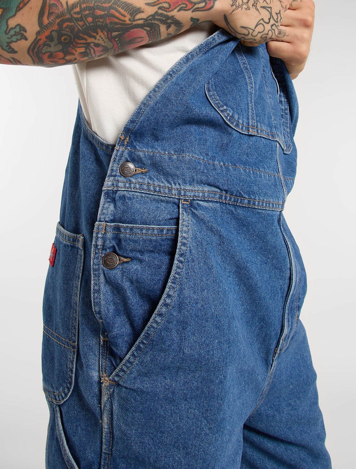 SALOPETTE LOOSE FIT IN DENIM BLU CLASSICO