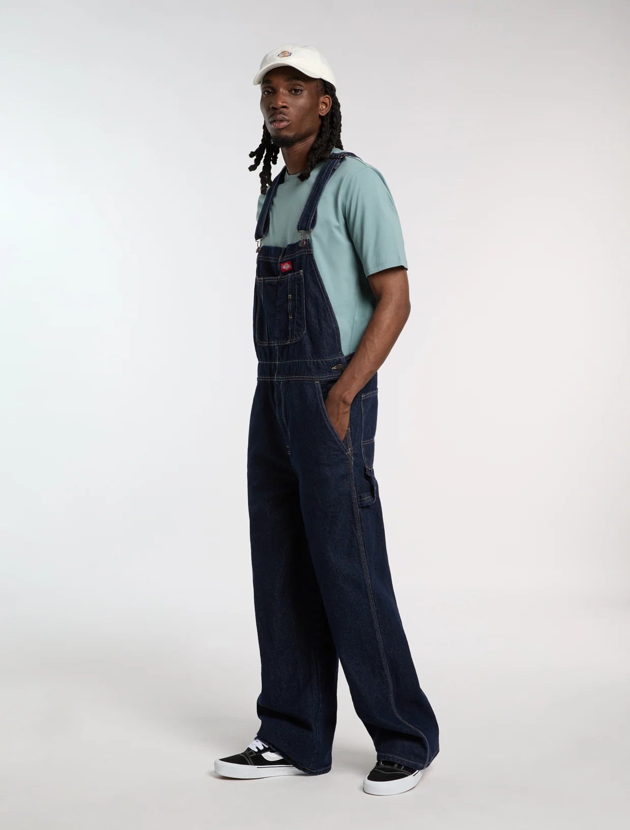 SALOPETTE LOOSE FIT IN DENIM BLU LAVATO