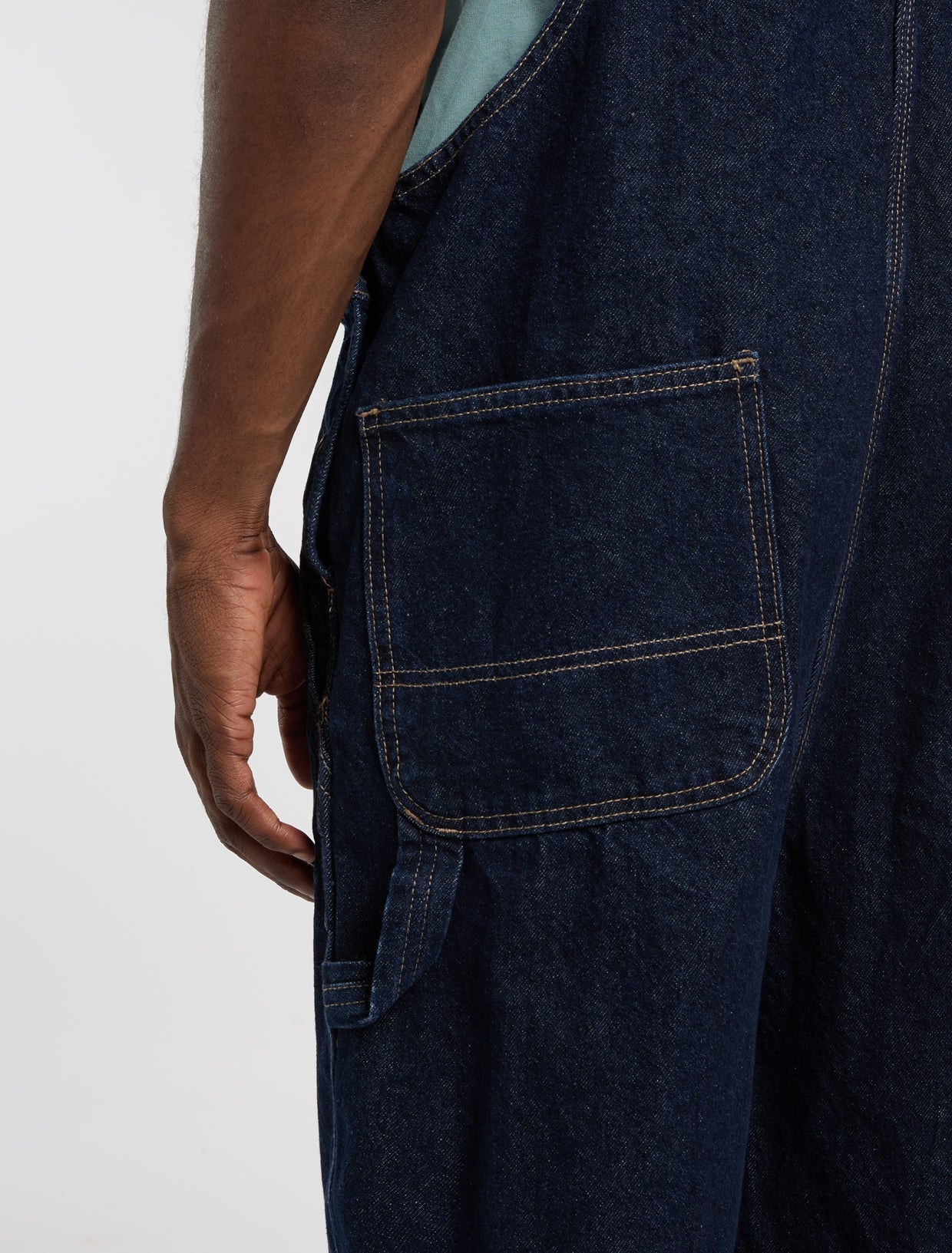 SALOPETTE LOOSE FIT IN DENIM BLU LAVATO