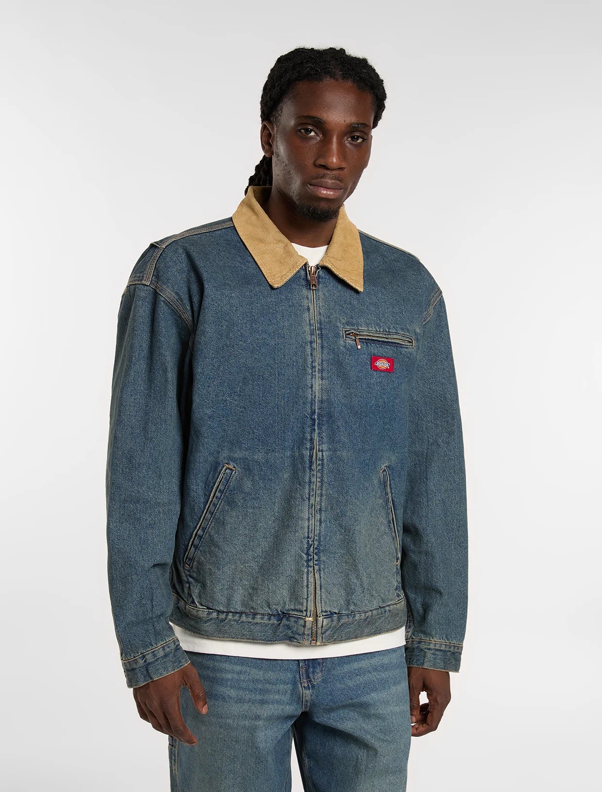 GIACCA PAINTER IN DENIM BLU TINTO KHAKI