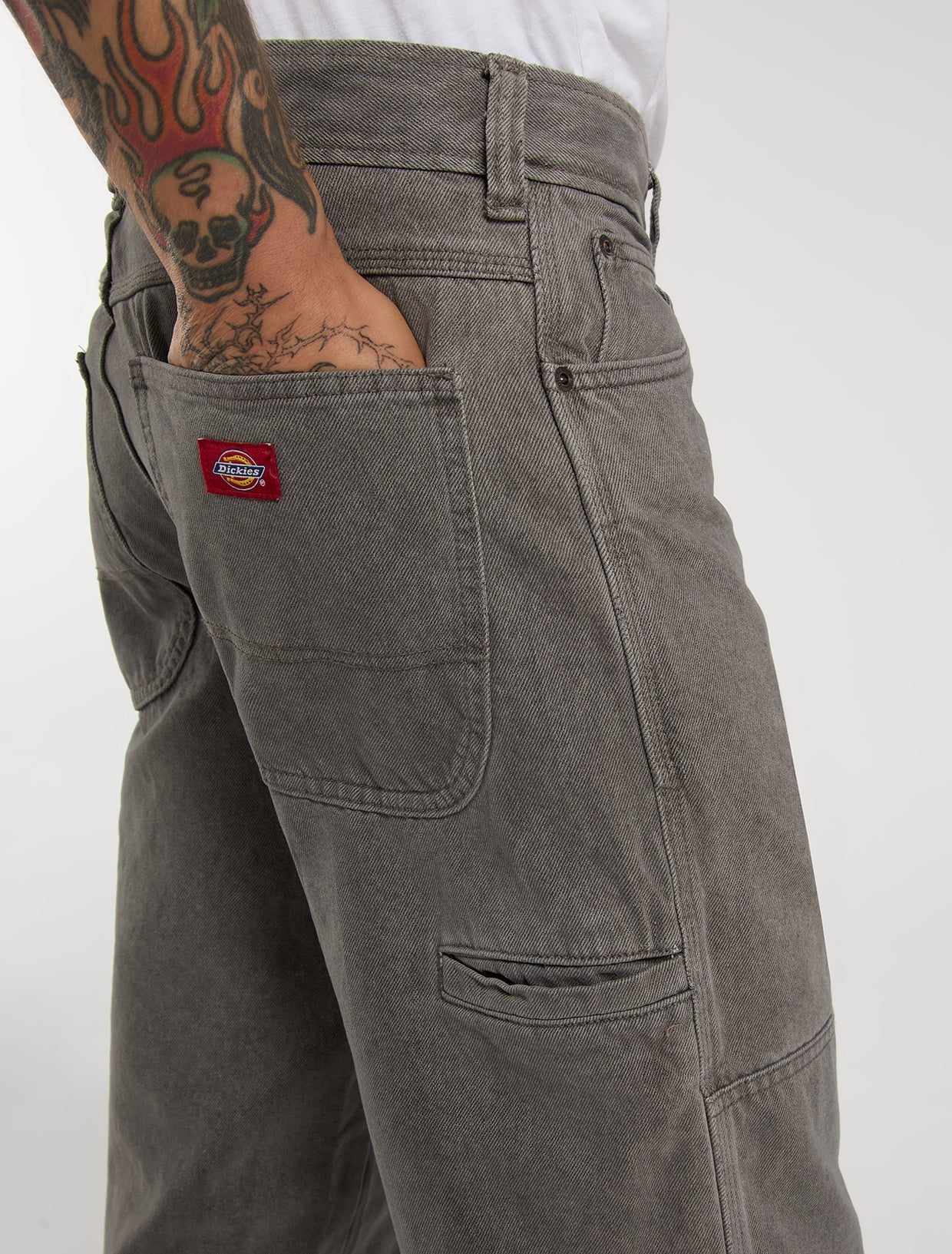 JEANS DRITTI DOUBLE KNEE LOOSE GRIGIO LAVATO