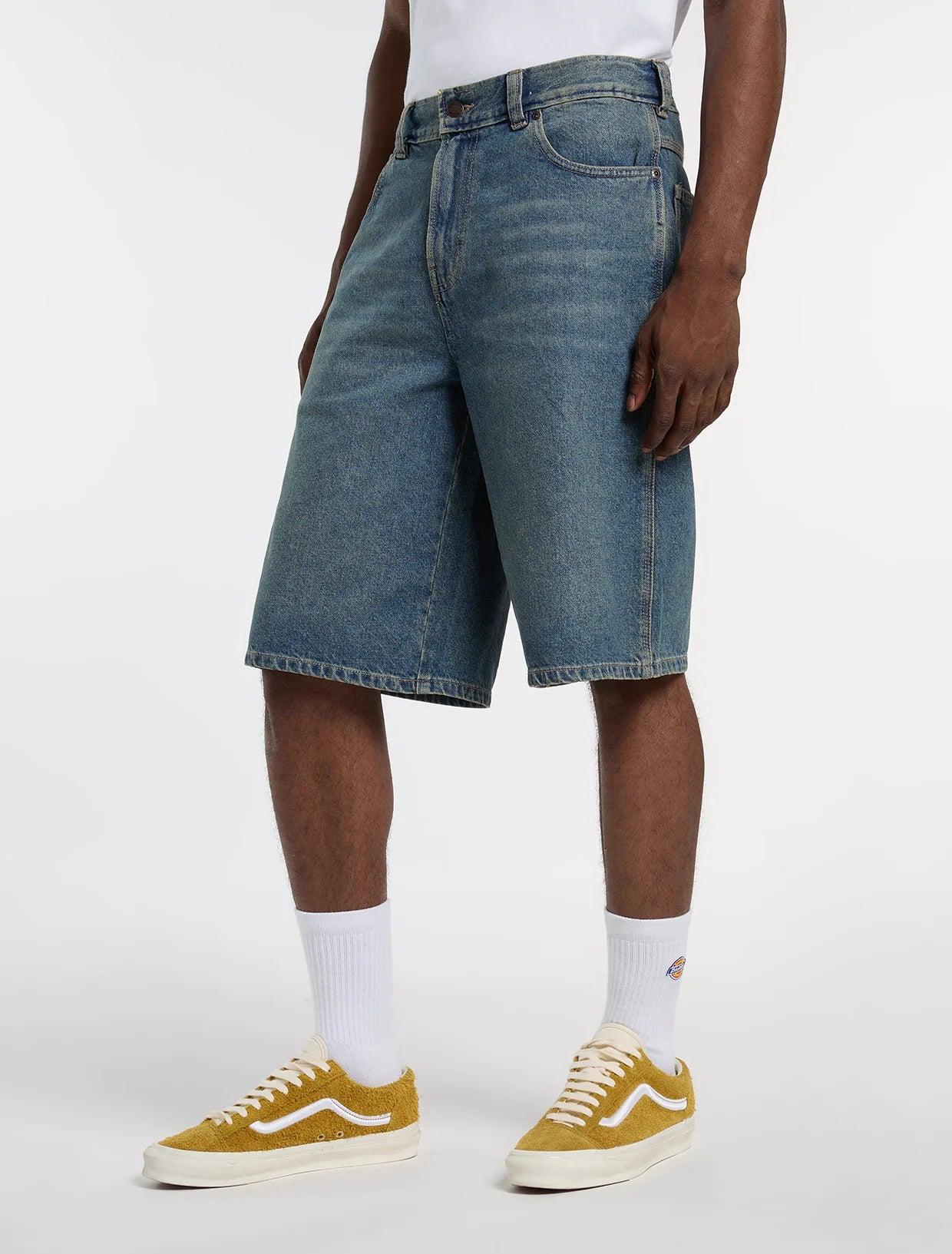 SHORTS LOOSE FIT IN DENIM BLU TINTO KHAKI