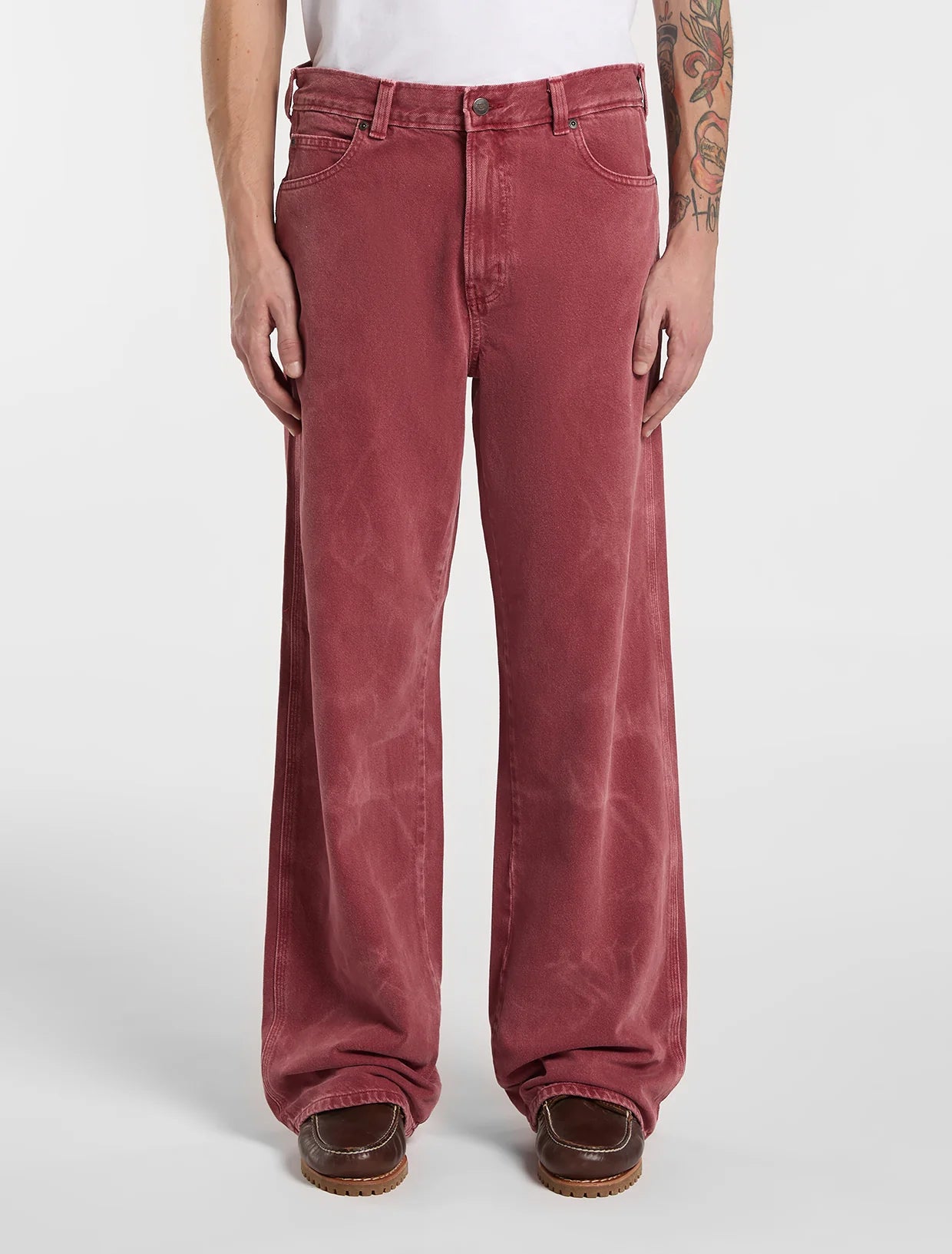 JEANS DRITTI BAGGY ROSSO GRANATO